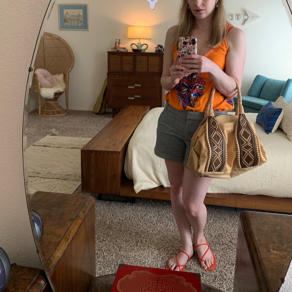 Slouchy Leather Satchel with Southwest Details - Picture 10 of 14